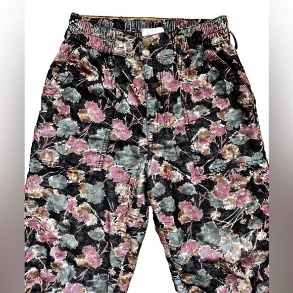 Anisa Floral Cargo Boho Peasant Hipster Hippie Art Farm Corduroy Jogger Pants - Picture 4 of 8